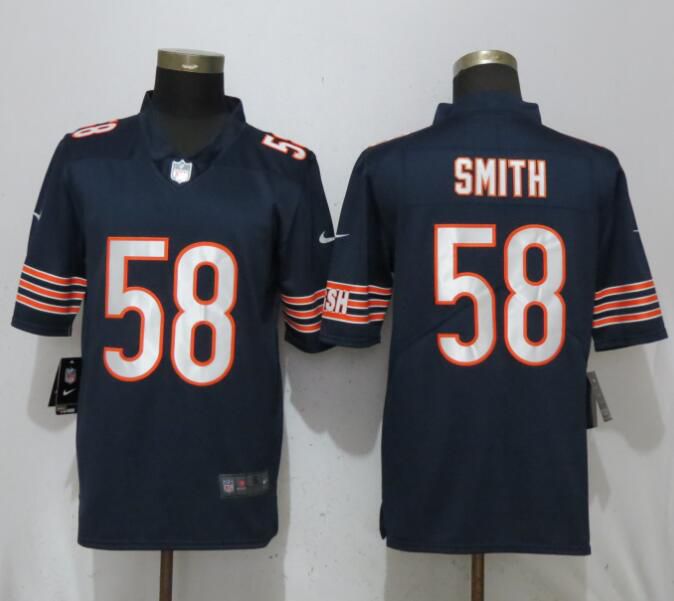 Men Chicago Bears #58 Smith Navy Blue Vapor Untouchable Player Nike Limited NFL Jerseys
